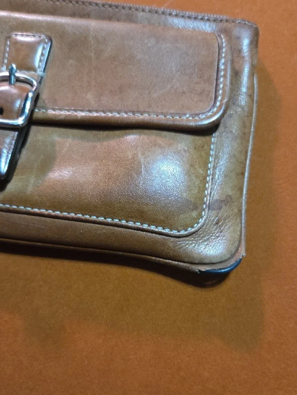 VTG Coach Soho Brown Leather Buckle Flap Wristlet